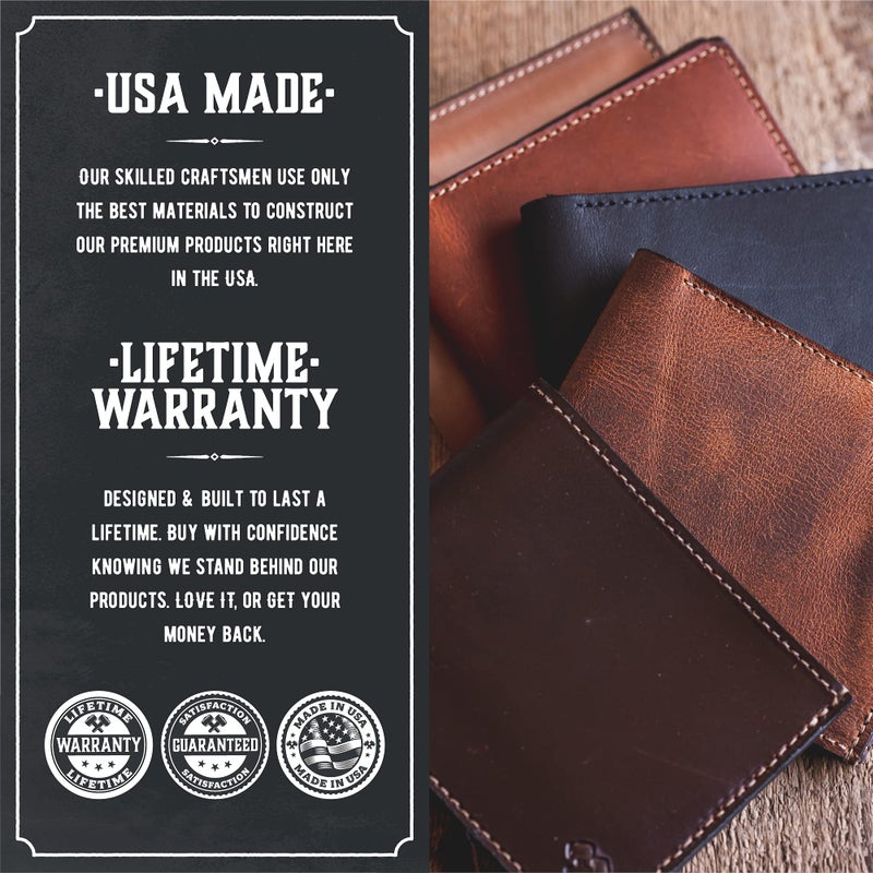 Main Street Forge Bifold Leather Wallet For Men | Made in USA | Mens Bifold Wallets | American Made | Midnight Black - Image 3